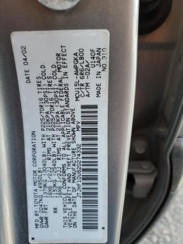 JTJHF10U820274332 - 2002 LEXUS RX 300 GRAY photo 13