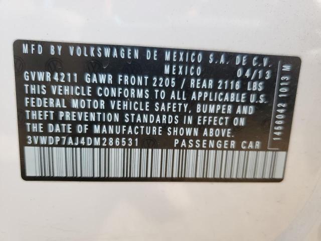 3VWDP7AJ4DM286531 - 2013 VOLKSWAGEN JETTA SE WHITE photo 12