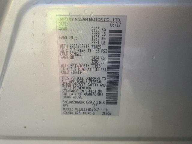 5N1DR2MN0HC697183 - 2017 NISSAN PATHFINDER S 银色 照片 13