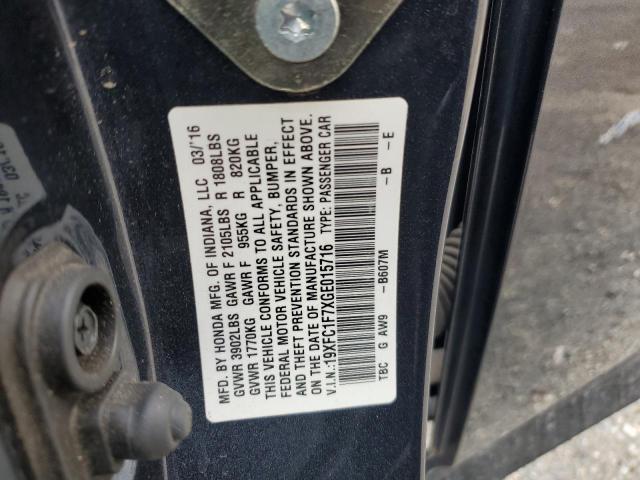 19XFC1F7XGE015716 - 2016 HONDA CIVIC EXL CHARCOAL photo 13