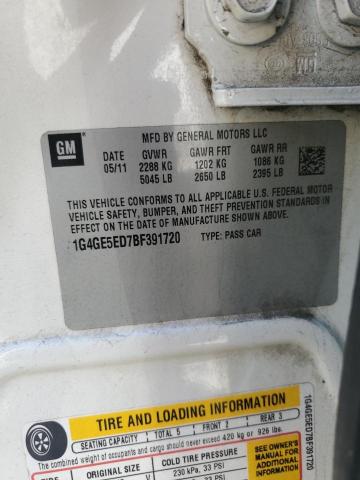 1G4GE5ED7BF391720 - 2011 BUICK LACROSSE CXS WHITE photo 12