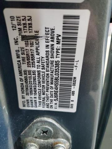 5J6RE4H55BL035385 - 2011 HONDA CR-V EX BLUE photo 13