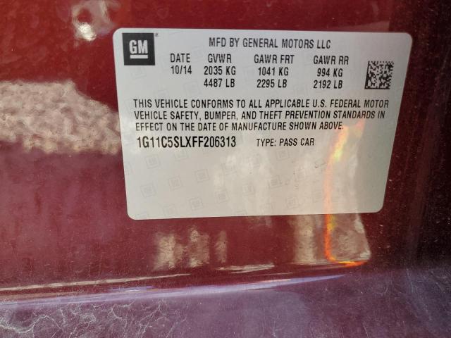 1G11C5SLXFF206313 - 2015 CHEVROLET MALIBU 1LT 红色 照片 13