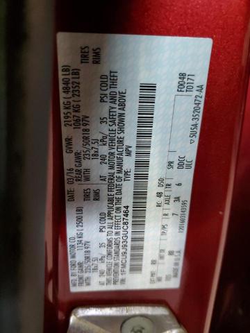 1FMCU9J93GUC87464 - 2016 FORD ESCAPE TITANIUM RED photo 12