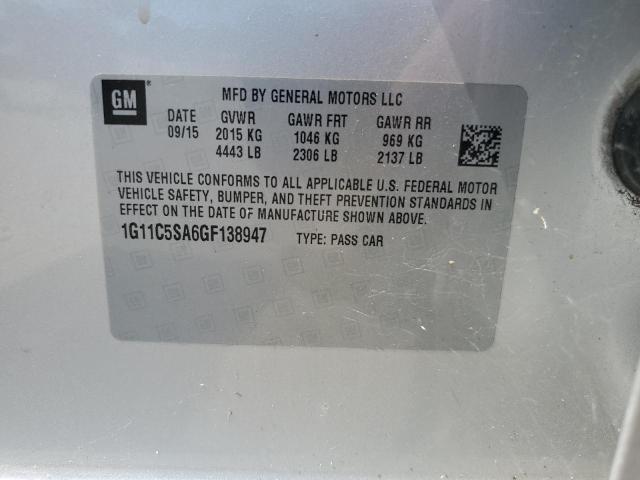 1G11C5SA6GF138947 - 2016 CHEVROLET MALIBU LIM LT ვერცხლისფერი ფოტო 12