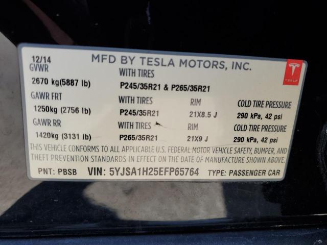 5YJSA1H25EFP65764 - 2014 TESLA MODEL S Սև լուսանկար 12