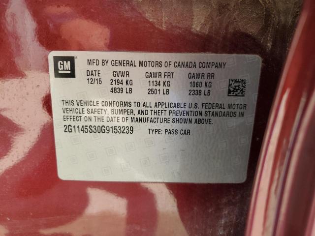 2G1145S30G9153239 - 2016 CHEVROLET IMPALA LTZ MAROON photo 12