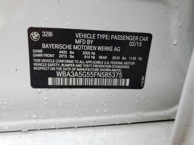 WBA3A5G55FNS85375 - 2015 BMW 328 I WHITE photo 13