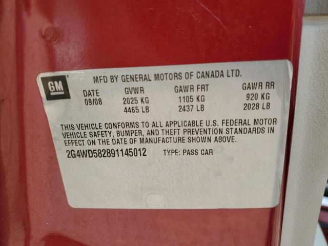 2G4WD582891145012 - 2009 BUICK LACROSSE CXL MAROON photo 13