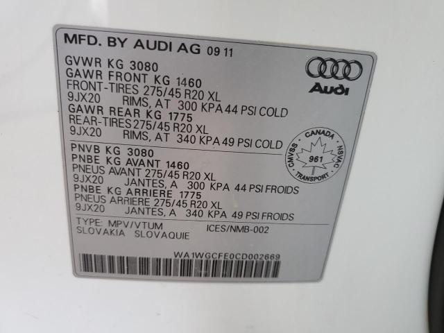 WA1WGCFE0CD002669 - 2012 AUDI Q7 PRESTIGE WHITE photo 14