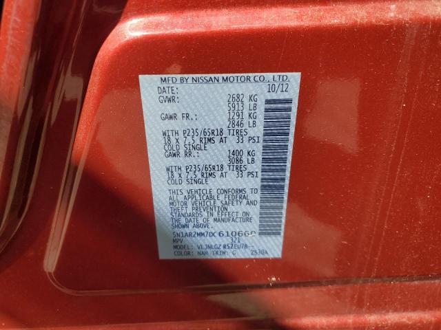 5N1AR2MM7DC610660 - 2013 NISSAN PATHFINDER S Qırmızı foto 13