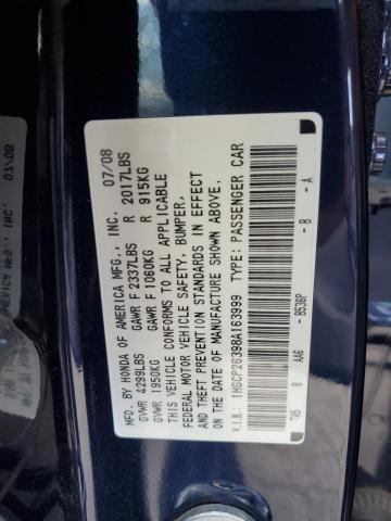 1HGCP26398A163999 - 2008 HONDA ACCORD LX BLUE photo 12