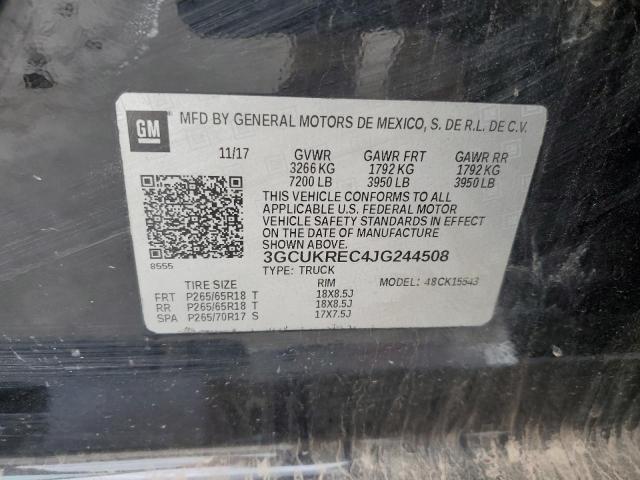 3GCUKREC4JG244508 - 2018 CHEVROLET SILV1500 4 K1500 LT BLACK photo 12