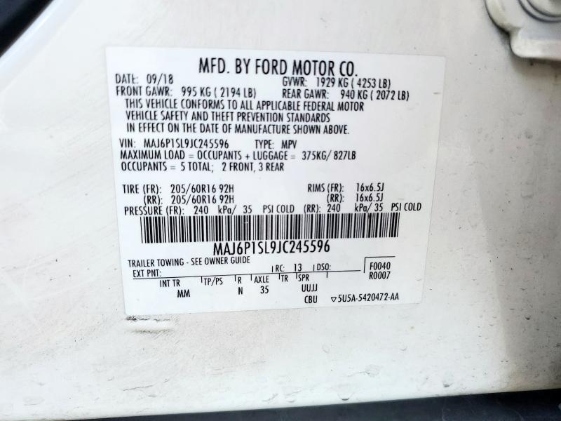 MAJ6P1SL9JC245596 - 2018 FORD ECOSPORT S 白色 照片 12