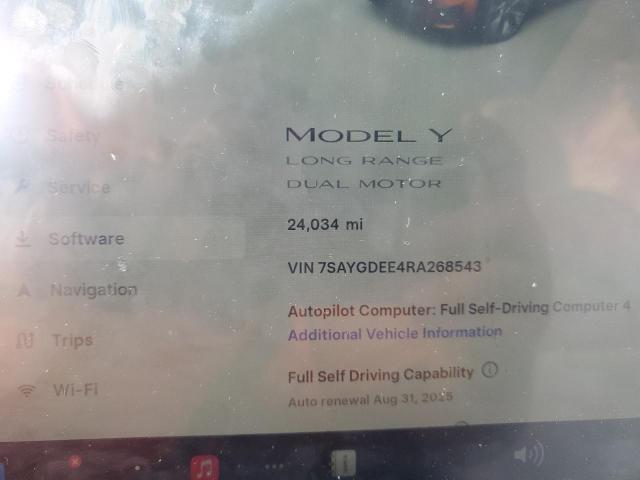 7SAYGDEE4RA268543 - 2024 TESLA MODEL Y ნაცრისფერი ფოტო 9