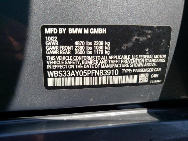 WBS33AY05PFN83910 - 2023 BMW M3 COMPETITION GRAY photo 12