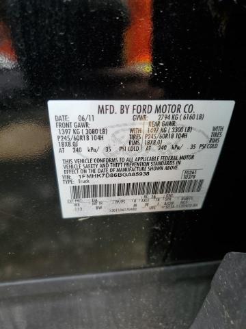 1FMHK7D86BGA85938 - 2011 FORD EXPLORER XLT BLACK photo 13