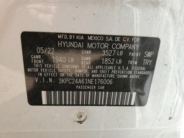 3KPC24A61NE176006 - 2022 HYUNDAI ACCENT SE WHITE photo 13