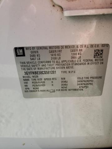 3GYFNBE38CS581281 - 2012 CADILLAC SRX PERFORMANCE COLLECTION Ақ фото 13