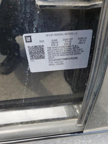 1G1ZD5ST0MF070108 - 2021 CHEVROLET MALIBU LT BLACK photo 12