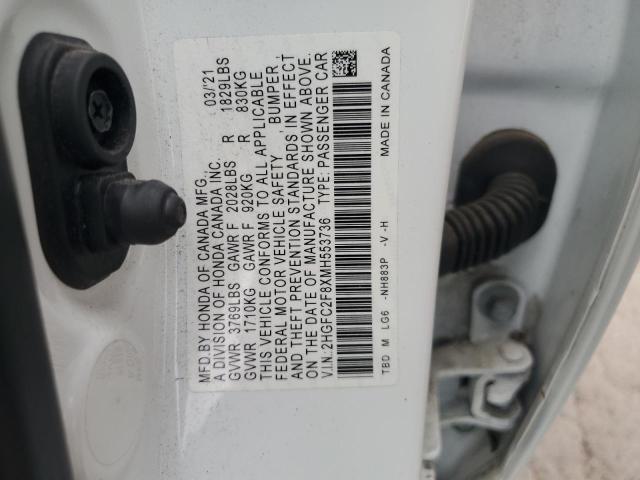 2HGFC2F8XMH553736 - 2021 HONDA CIVIC SPORT Ağ foto 12