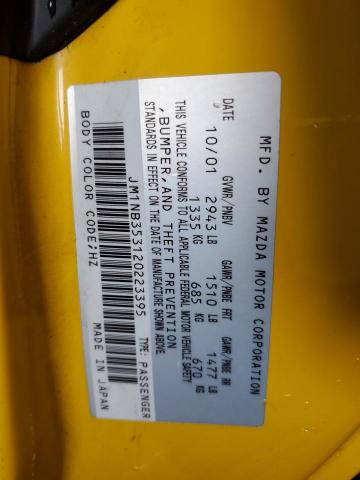 JM1NB353120223395 - 2002 MAZDA MX-5 MIATA BASE YELLOW photo 12