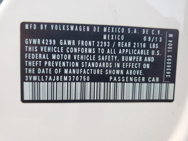 3VWLL7AJ8EM370750 - 2014 VOLKSWAGEN JETTA TDI WHITE photo 12