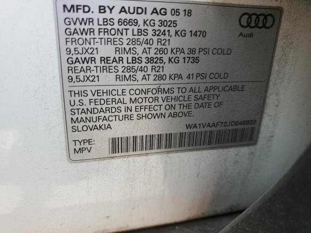 WA1VAAF72JD046933 - 2018 AUDI Q7 PRESTIGE WHITE photo 14