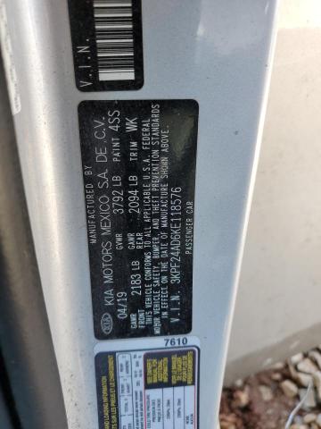 3KPF24AD6KE118576 - 2019 KIA FORTE FE SILVER photo 13