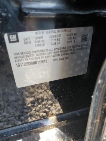 1G1105S30HU115610 - 2017 CHEVROLET IMPALA LT შავი ფოტო 12