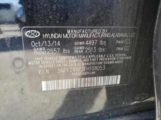 5NPE24AF3FH108053 - 2015 HYUNDAI SONATA SE BLACK photo 12