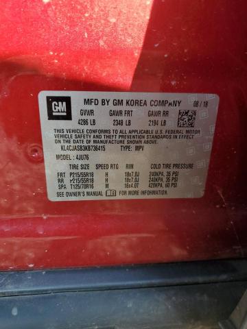 KL4CJASB3KB736415 - 2019 BUICK ENCORE PREFERRED 红色 照片 12