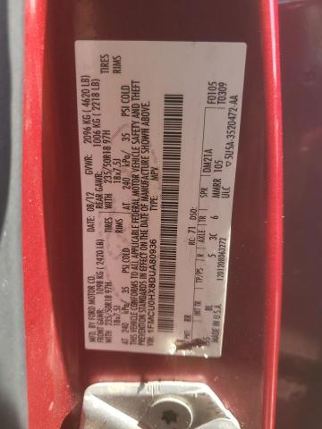 1FMCU0HX8DUA80936 - 2013 FORD ESCAPE SEL BURGUNDY photo 13