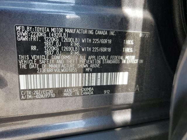 2T3E6RFV0LW001855 - 2020 TOYOTA RAV4 XSE GRAY photo 13