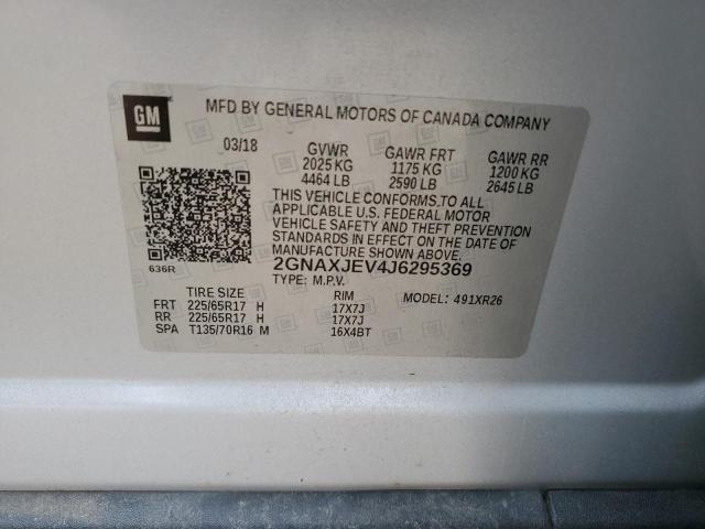 2GNAXJEV4J6295369 - 2018 CHEVROLET EQUINOX LT 银色 照片 14