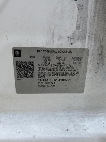 1G1JA5SH2J4100721 - 2018 CHEVROLET SONIC LS WHITE photo 12