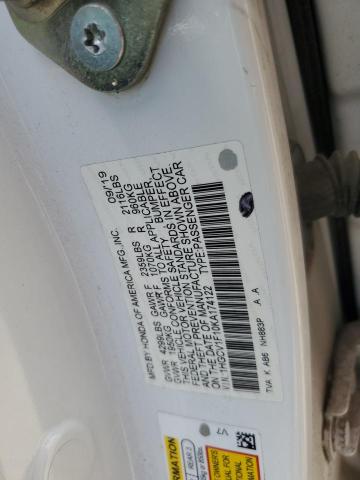 1HGCV1F10KA174122 - 2019 HONDA ACCORD LX WHITE photo 12