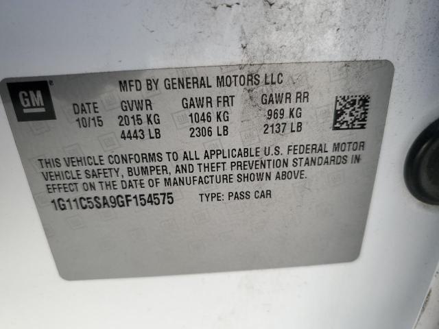 1G11C5SA9GF154575 - 2016 CHEVROLET MALIBU LIM LT 白色 照片 12