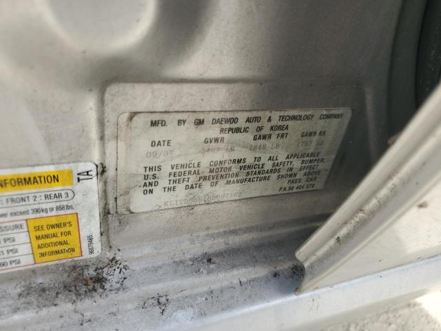 KL1TD56618B097162 - 2008 CHEVROLET AVEO BASE SILVER photo 13