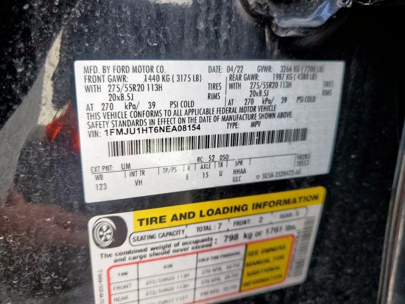 1FMJU1HT6NEA08154 - 2022 FORD EXPEDITION XLT BLACK photo 13