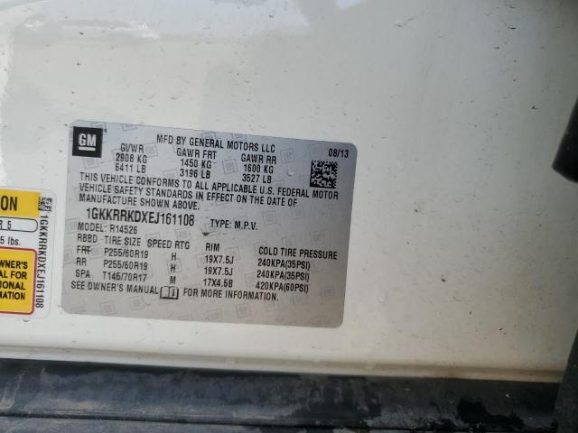 1GKKRRKDXEJ161108 - 2014 GMC ACADIA SLT-1 WHITE photo 12