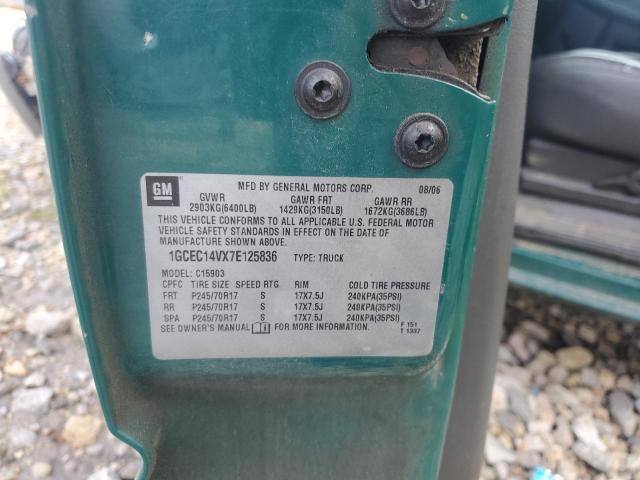 1GCEC14VX7E125836 - 2007 CHEVROLET SILVERADO C1500 CLASSIC Yaşıl foto 12