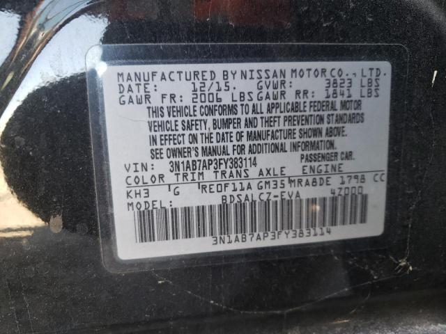 3N1AB7AP3FY383114 - 2015 NISSAN SENTRA S BLACK photo 13