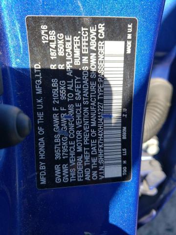 SHHFK7H4XHU411227 - 2017 HONDA CIVIC SPOR BLUE photo 13