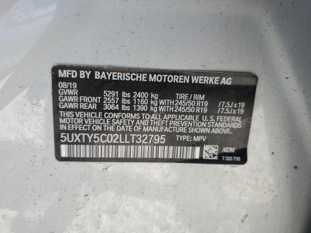 5UXTY5C02LLT32795 - 2020 BMW X3 XDRIVE30I SILVER photo 12