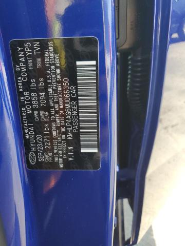 KMHLP4AG6MU066350 - 2021 HYUNDAI ELANTRA LIMITED BLUE photo 13