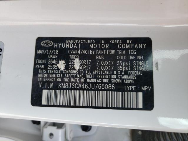 KM8J3CA46JU765086 - 2018 HYUNDAI TUCSON SEL WHITE photo 12