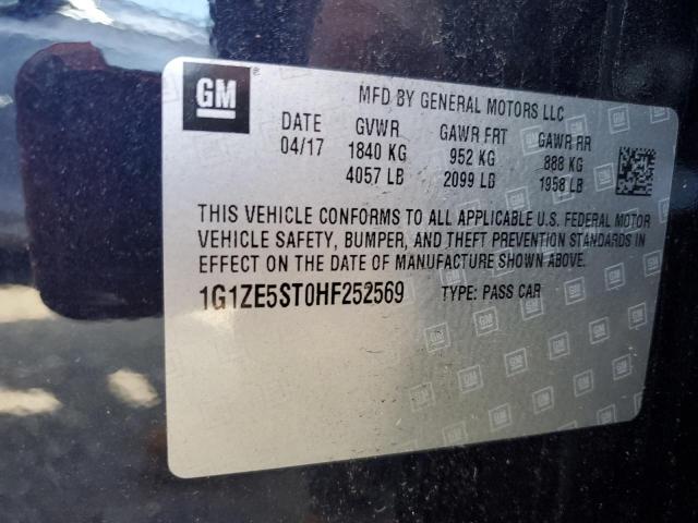 1G1ZE5ST0HF252569 - 2017 CHEVROLET MALIBU LT BLACK photo 13