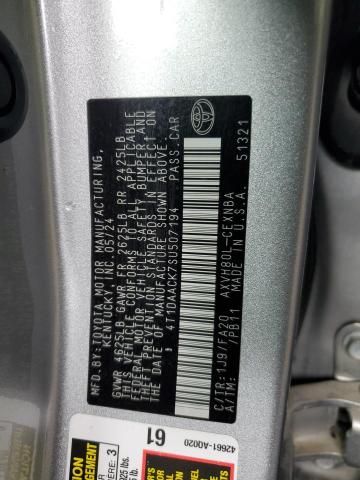 4T1DAACK7SU507194 - 2025 TOYOTA CAMRY XSE 银色 照片 12