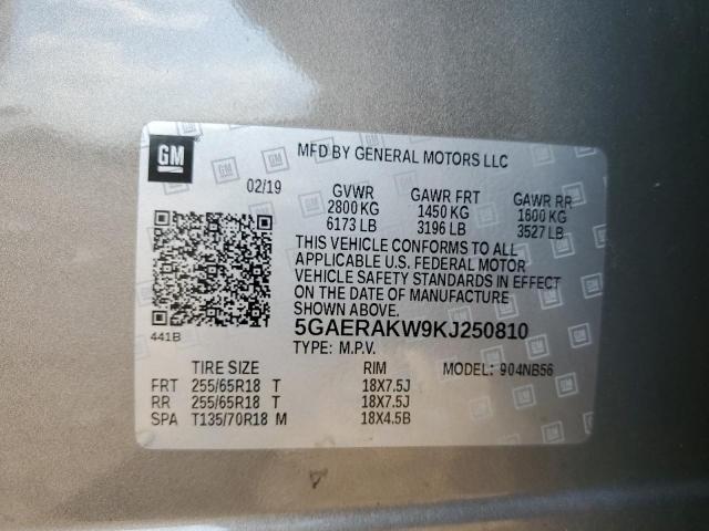 5GAERAKW9KJ250810 - 2019 BUICK ENCLAVE Boz foto 14